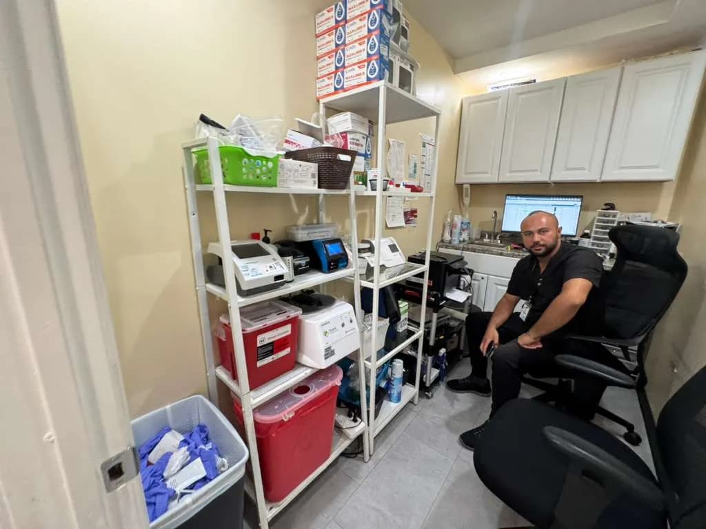 On-site medical laboratory with lab technician and testing equipment at Palm Urgent Care San Diego